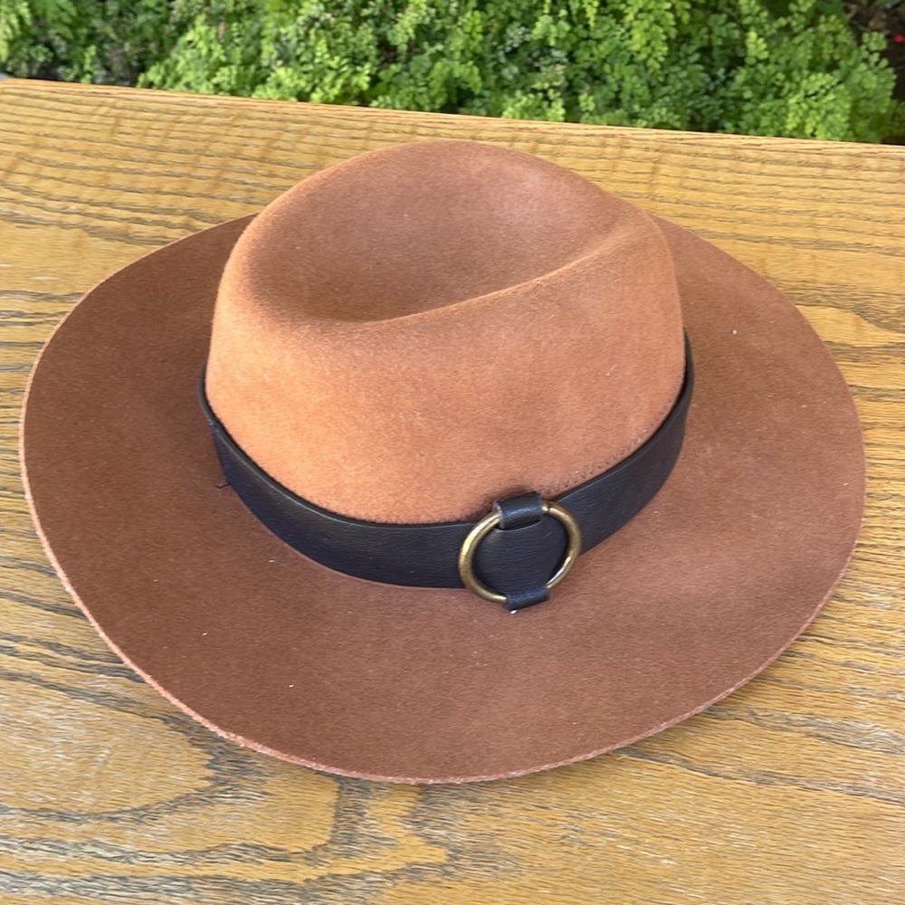 Brown felt polyester hat